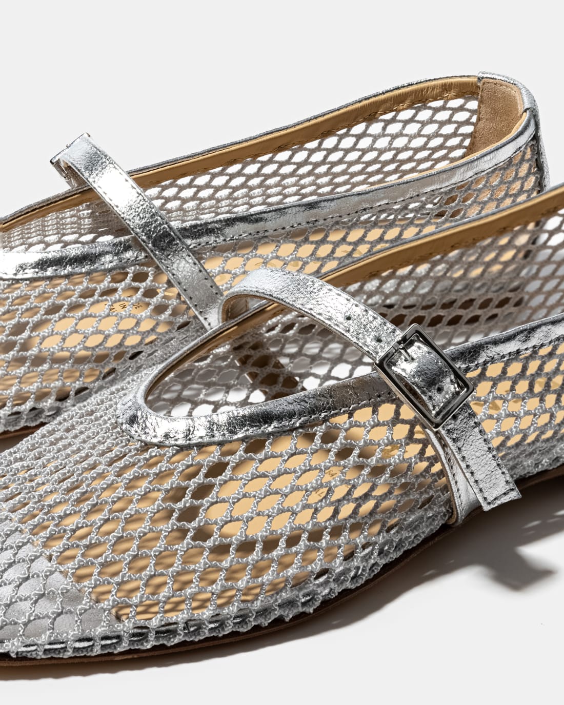 Серебристые балетки из текстильной сетки - Image 4 of 5