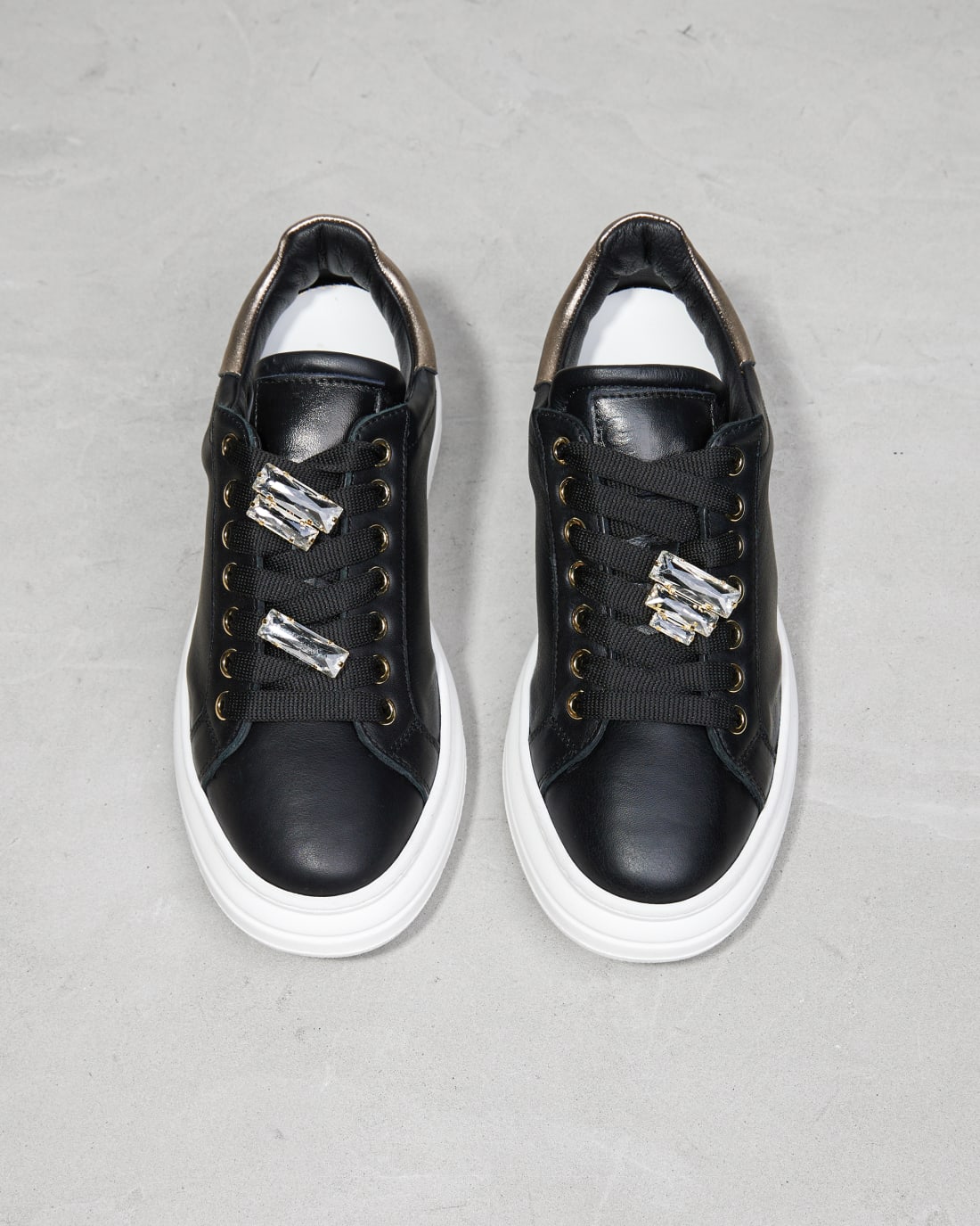 Черные кожаные кеды на платформе - Image 3 of 4