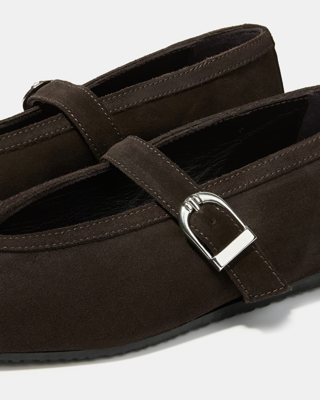 Темно-коричневые замшевые балетки