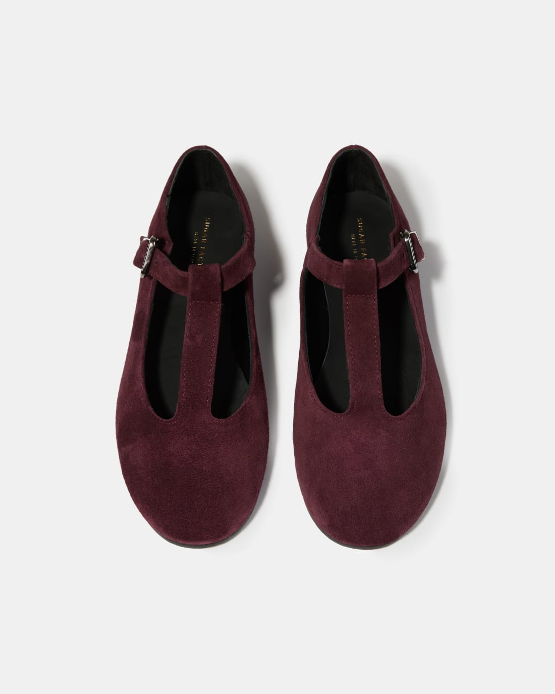 Бордовые замшевые балетки