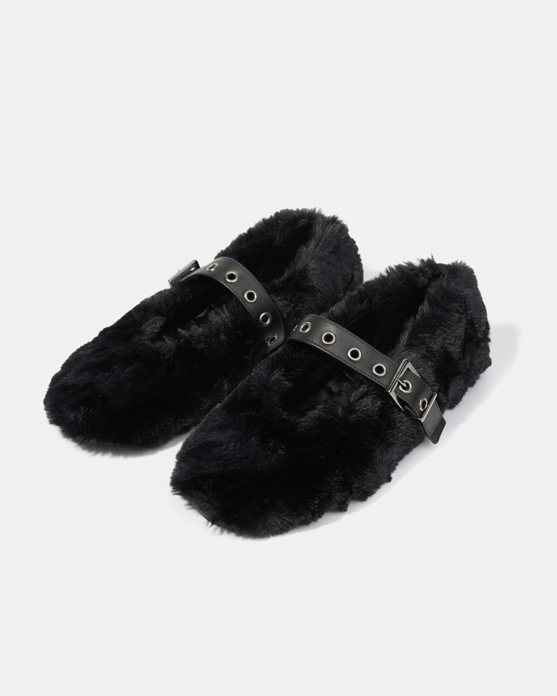 Черные меховые балетки на плоском каблуке - Image 2 of 5