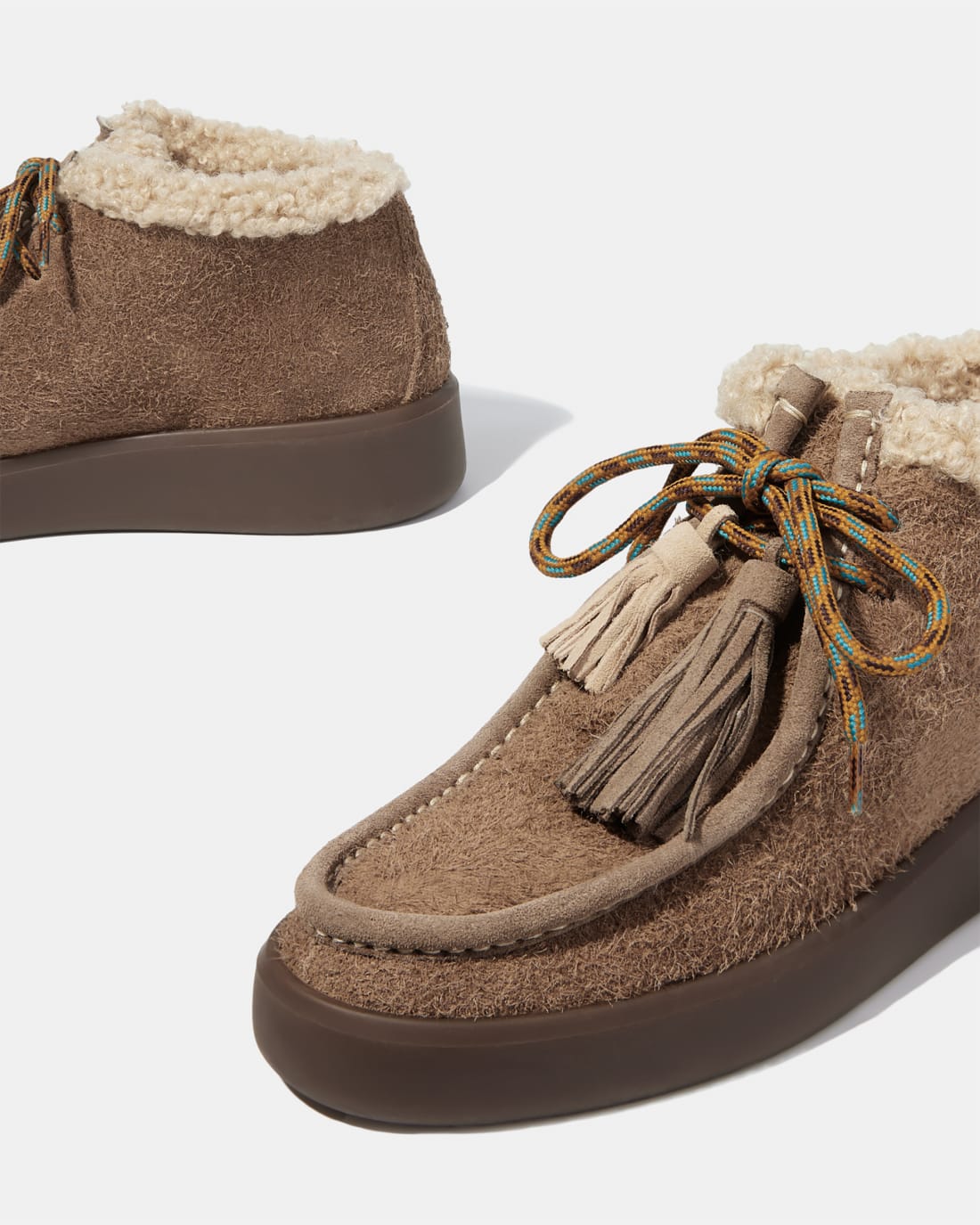 Серо-коричневые кожаные ботинки