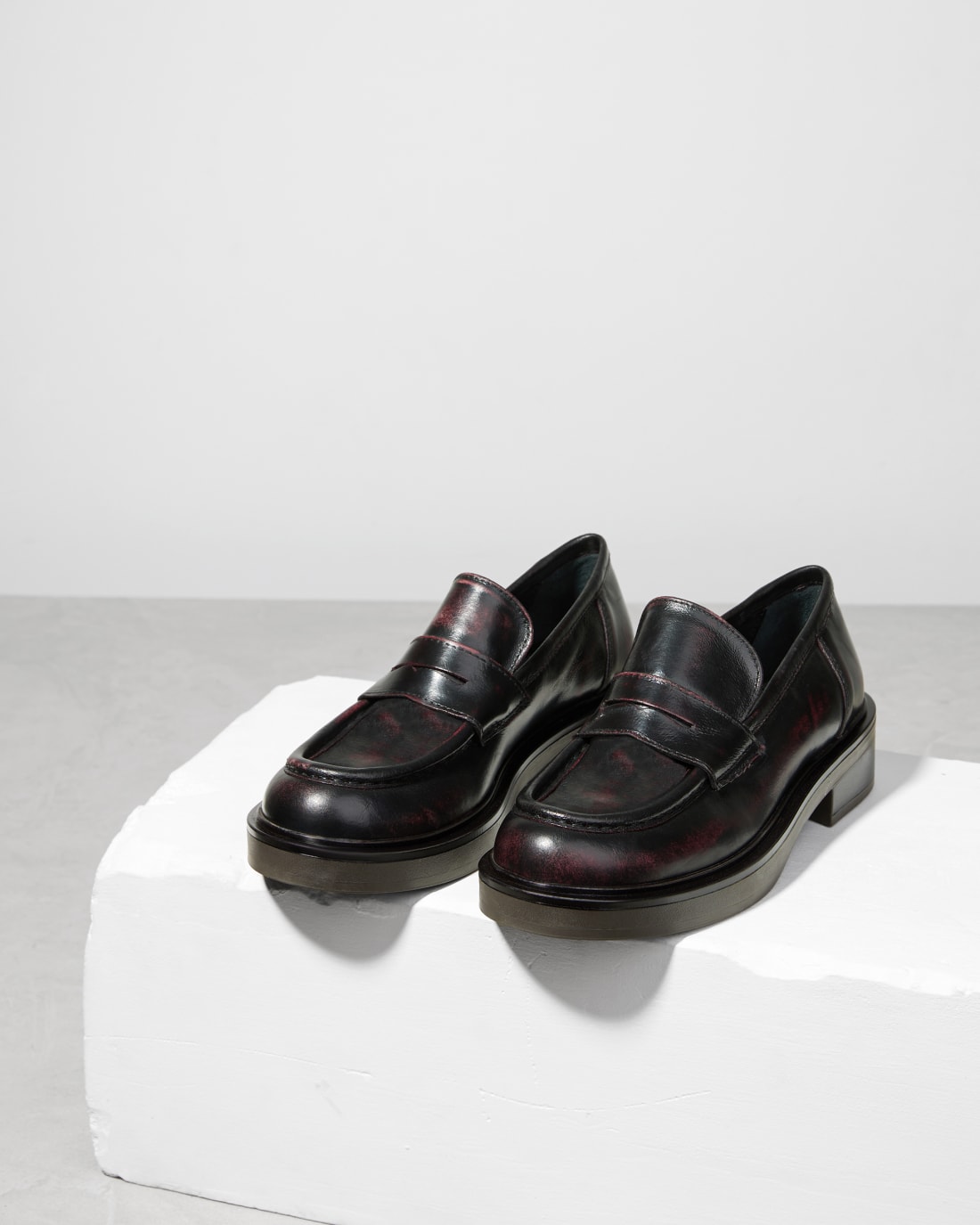 Темно-бордовые кожаные лоферы - Image 7 of 7