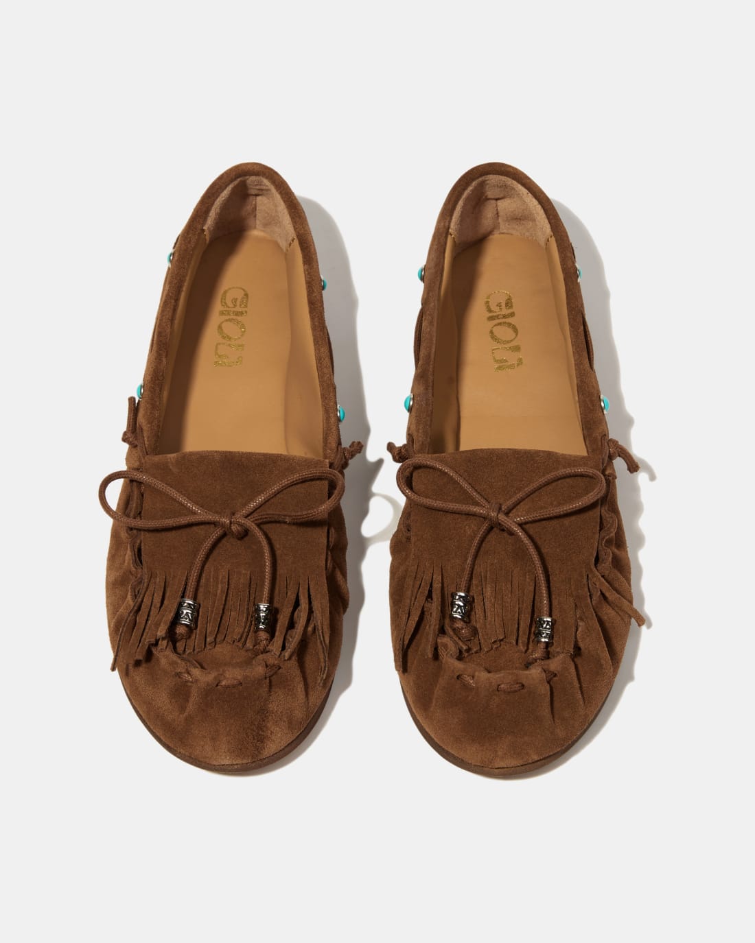 Коричневые замшевые мокасины с бантиком