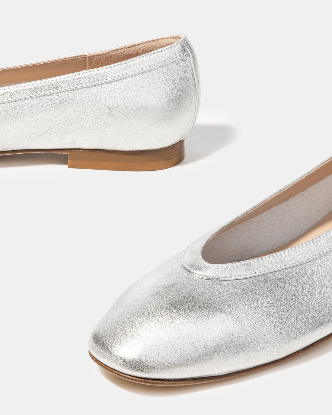 Серебристые кожаные балетки - Image 4 of 4