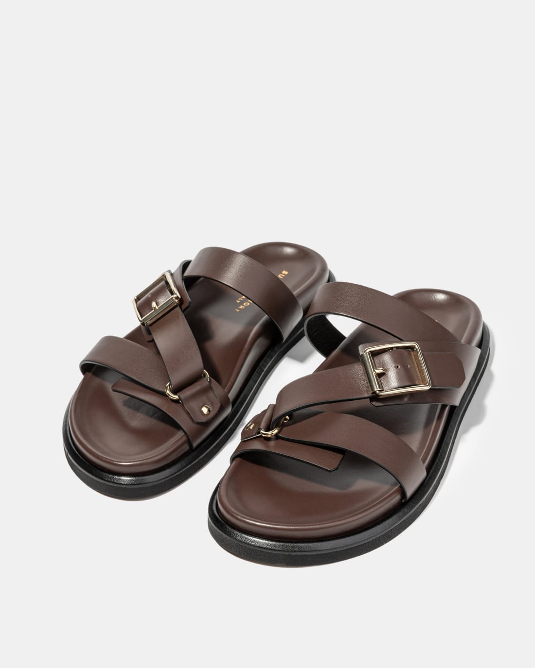 Коричневые кожаные шлепанцы - Image 2 of 4