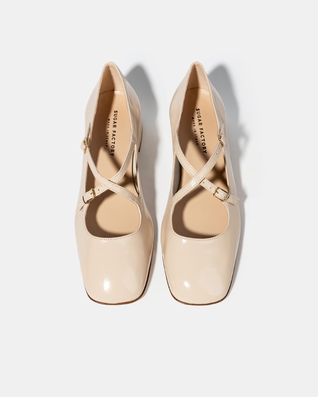 Бледно-бежевые кожаные туфли на низком каблуке - Image 3 of 4