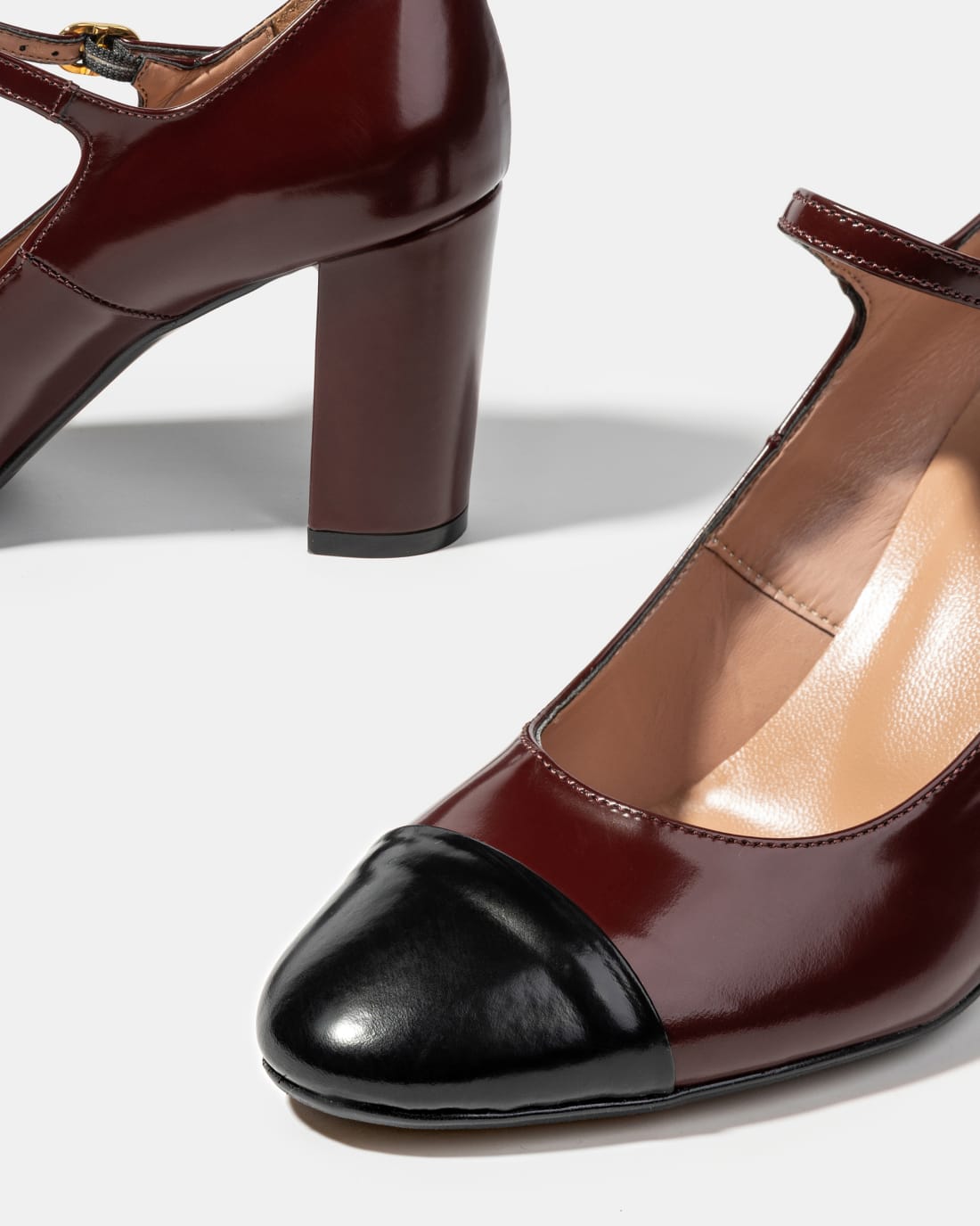 Бордово-черные кожаные туфли на каблуке - Image 4 of 4