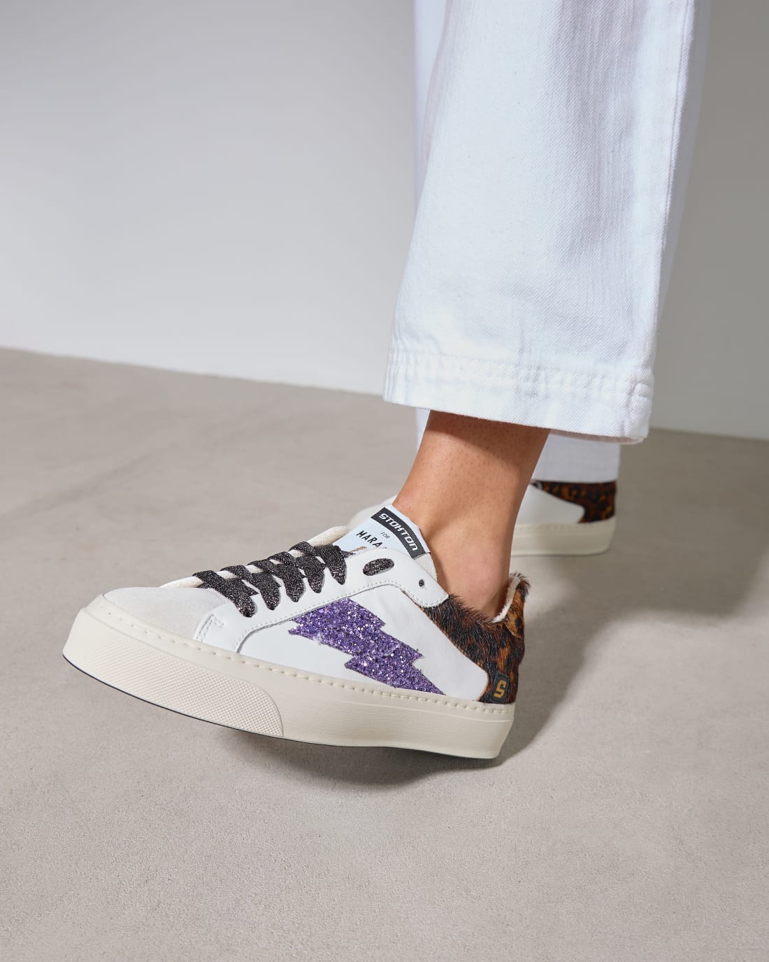 Белые кожаные кеды с леопардовым принтом - Image 5 of 5