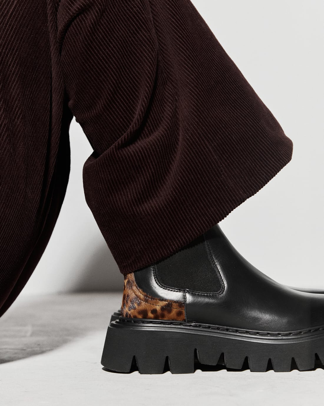 Черные кожаные ботинки с леопардовой вставкой - Image 5 of 5