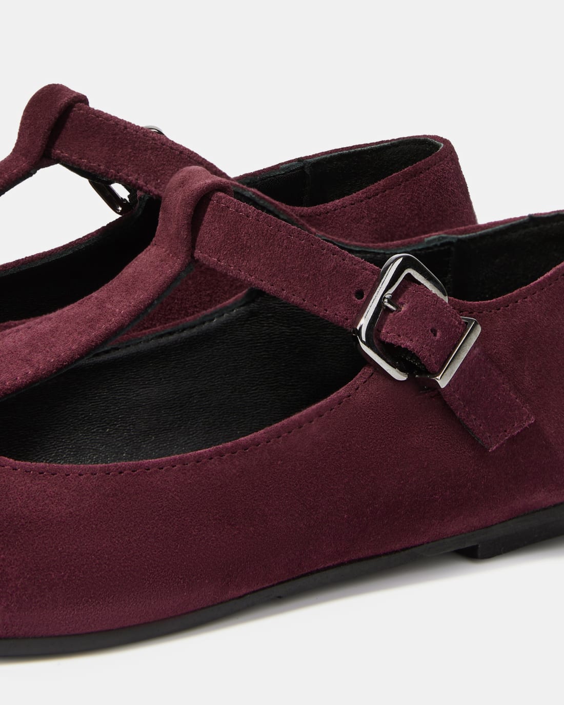 Бордовые замшевые балетки