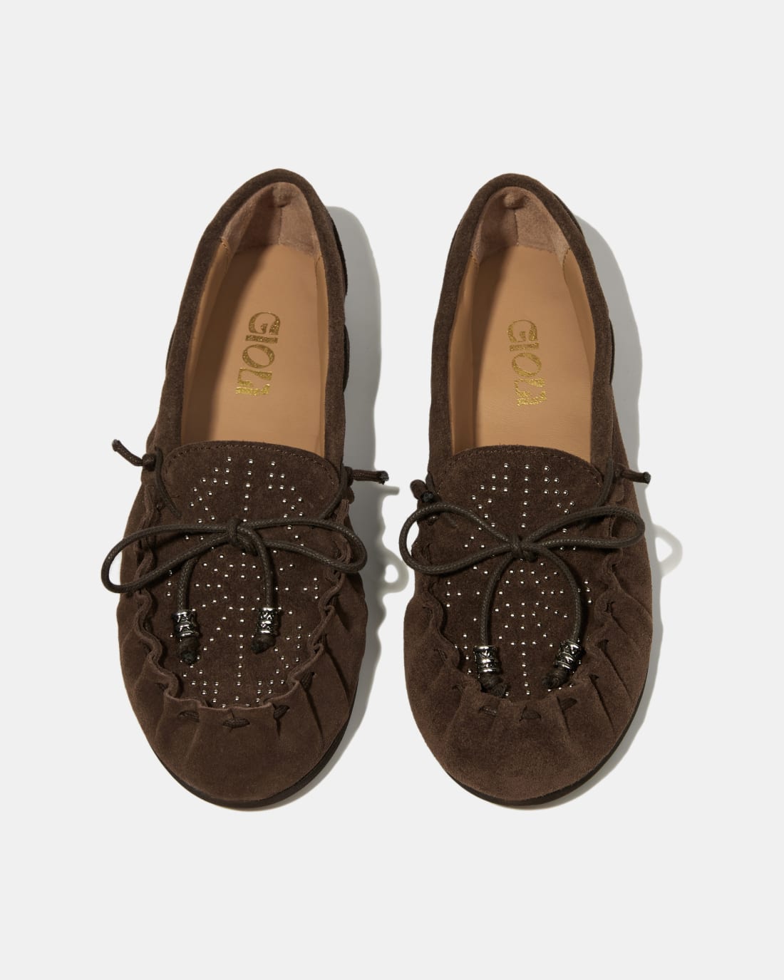 Темно-коричневые замшевые мокасины с бантиком