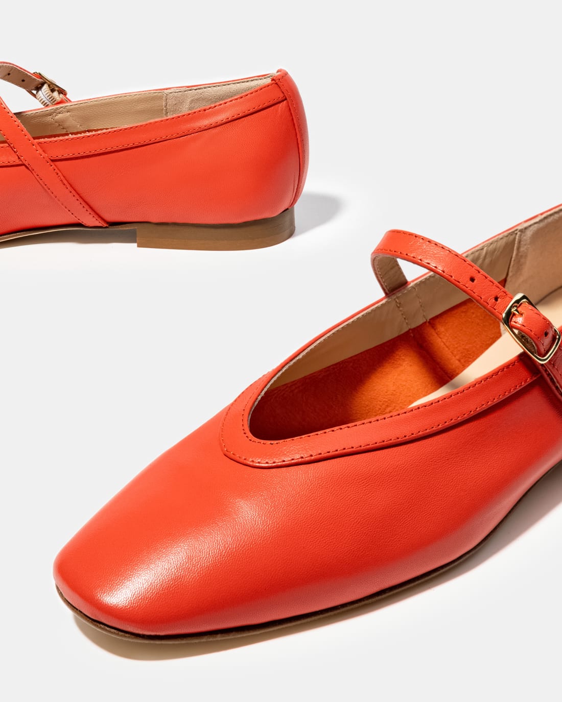 Кораллово-красные кожаные балетки - Image 4 of 4