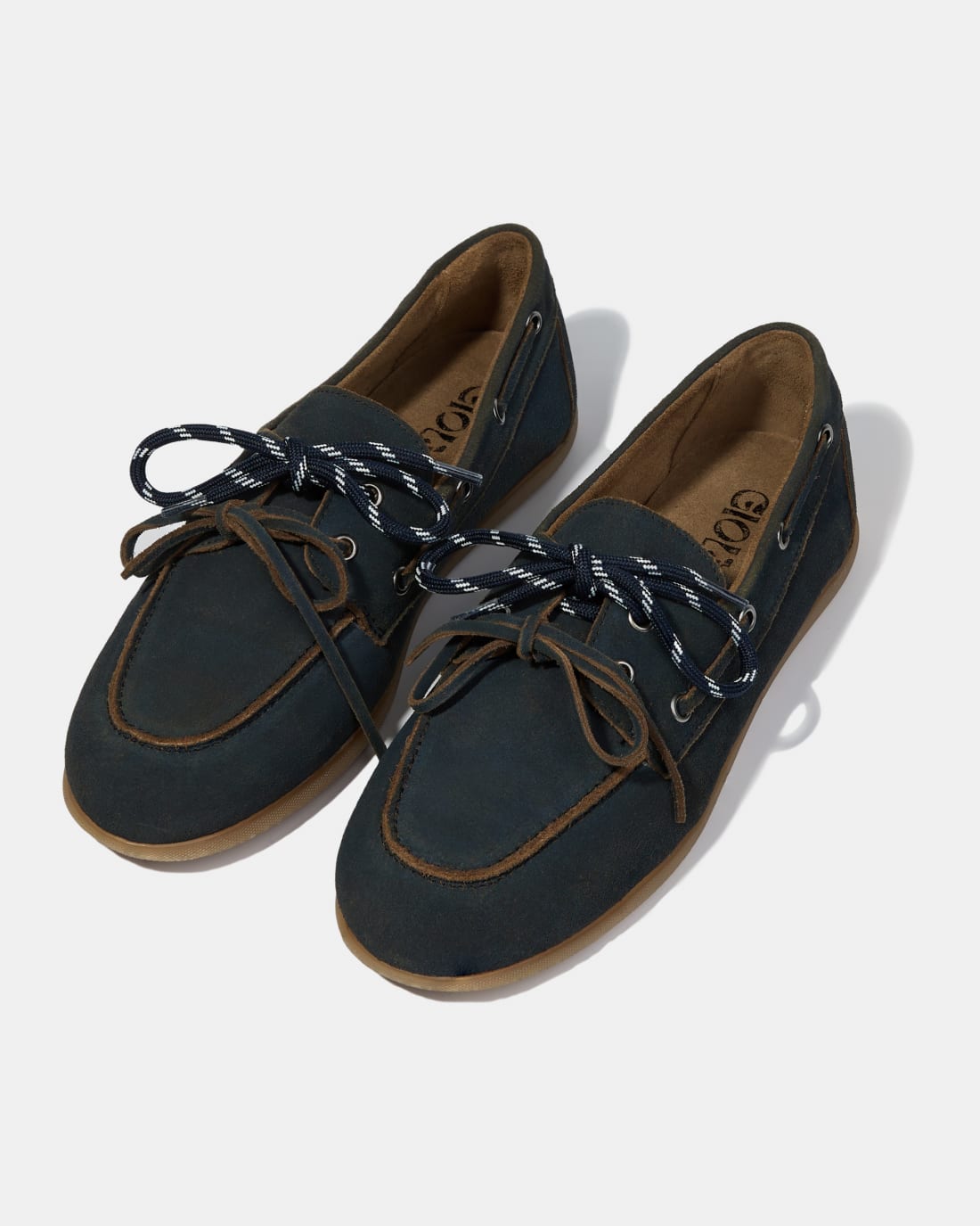 Темно-синие замшевые мокасины