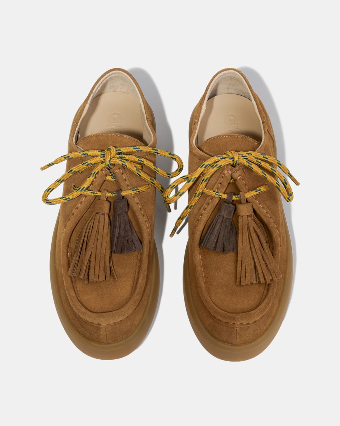 Коричневые замшевые полуботинки с кисточками