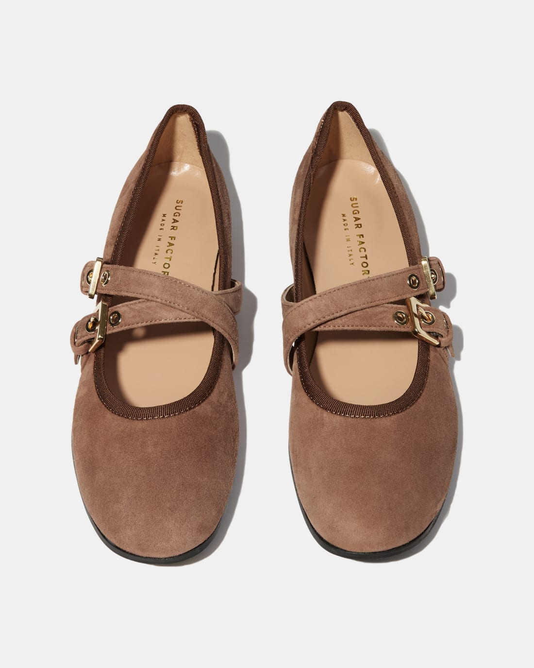 Бежевые замшевые туфли с двойным ремешком