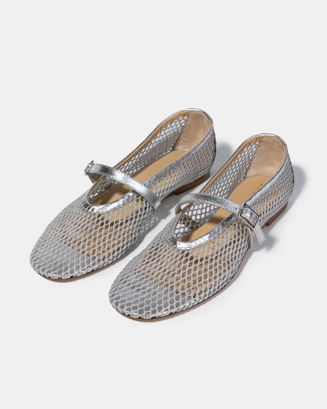 Серебристые балетки из текстильной сетки - Image 2 of 5