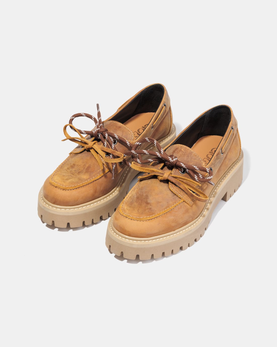 Коричневые кожаные туфли на толстой подошве - Image 4 of 5