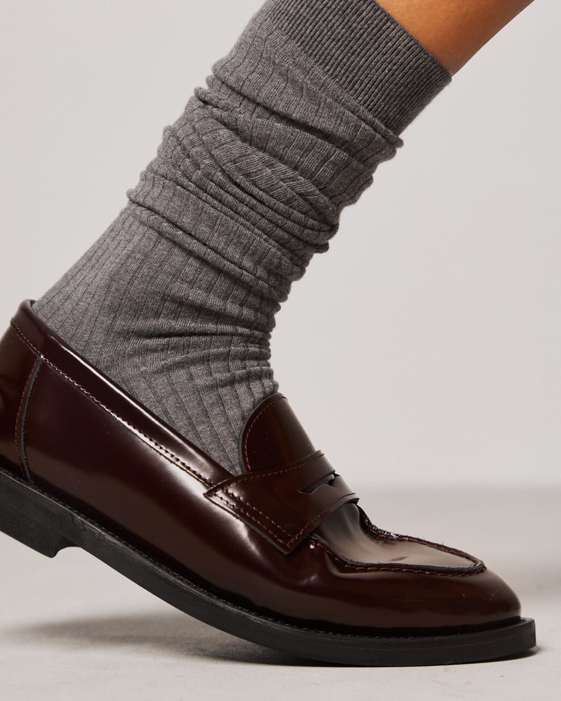 Темно-бордовые кожаные лоферы - Image 5 of 6