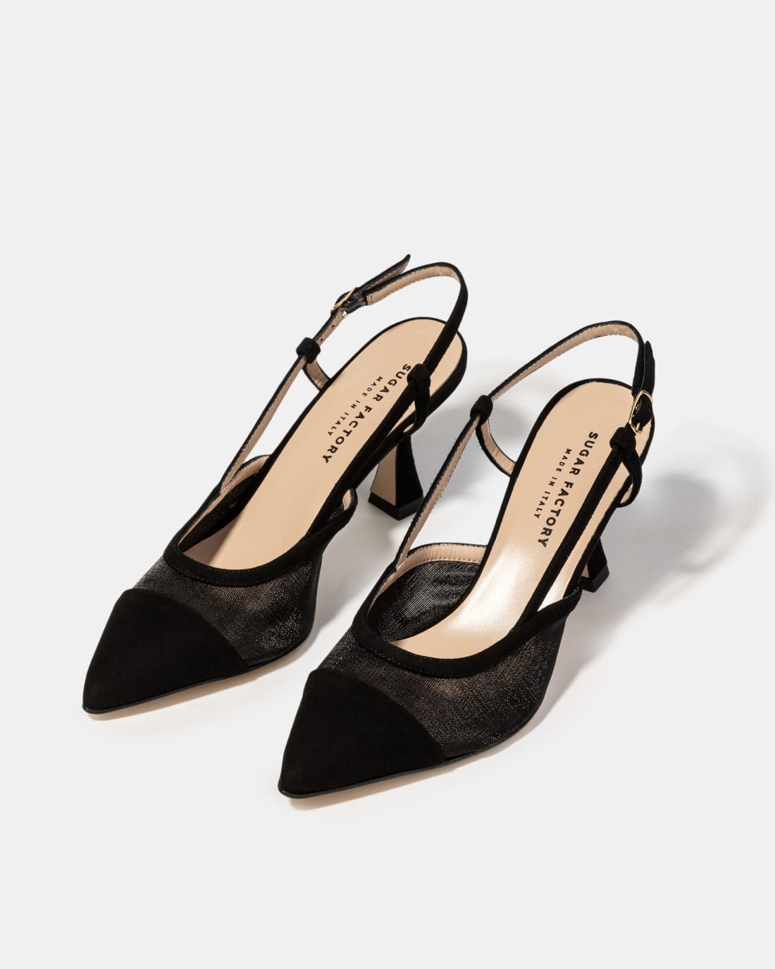 Черные туфли на каблуке с текстильными вставками - Image 2 of 4