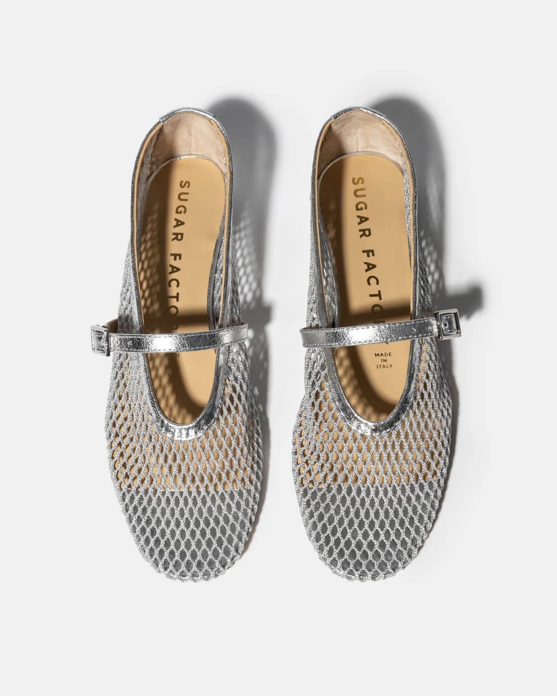 Серебристые балетки из текстильной сетки - Image 3 of 5