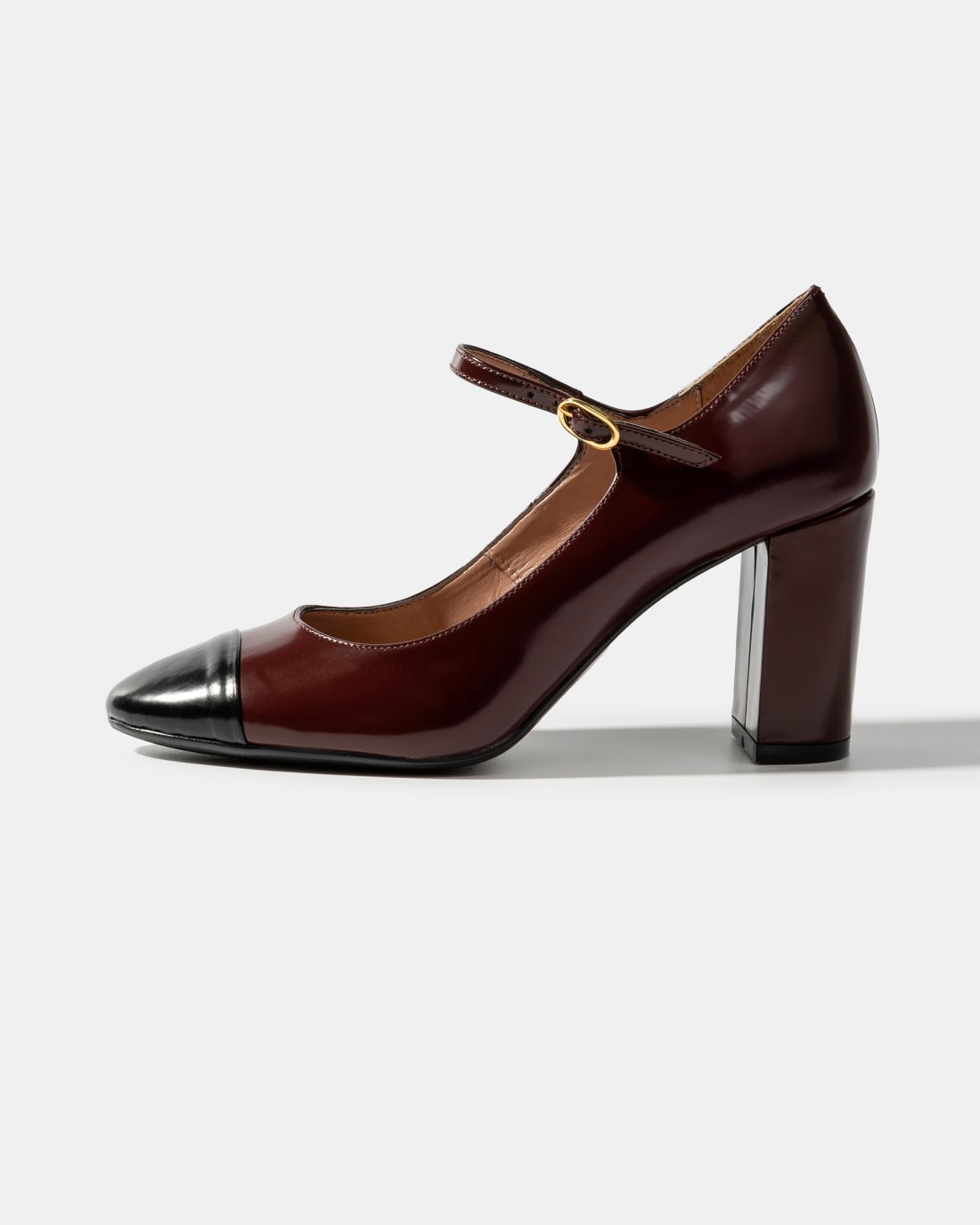 Бордово-черные кожаные туфли на каблуке - Image 1 of 4
