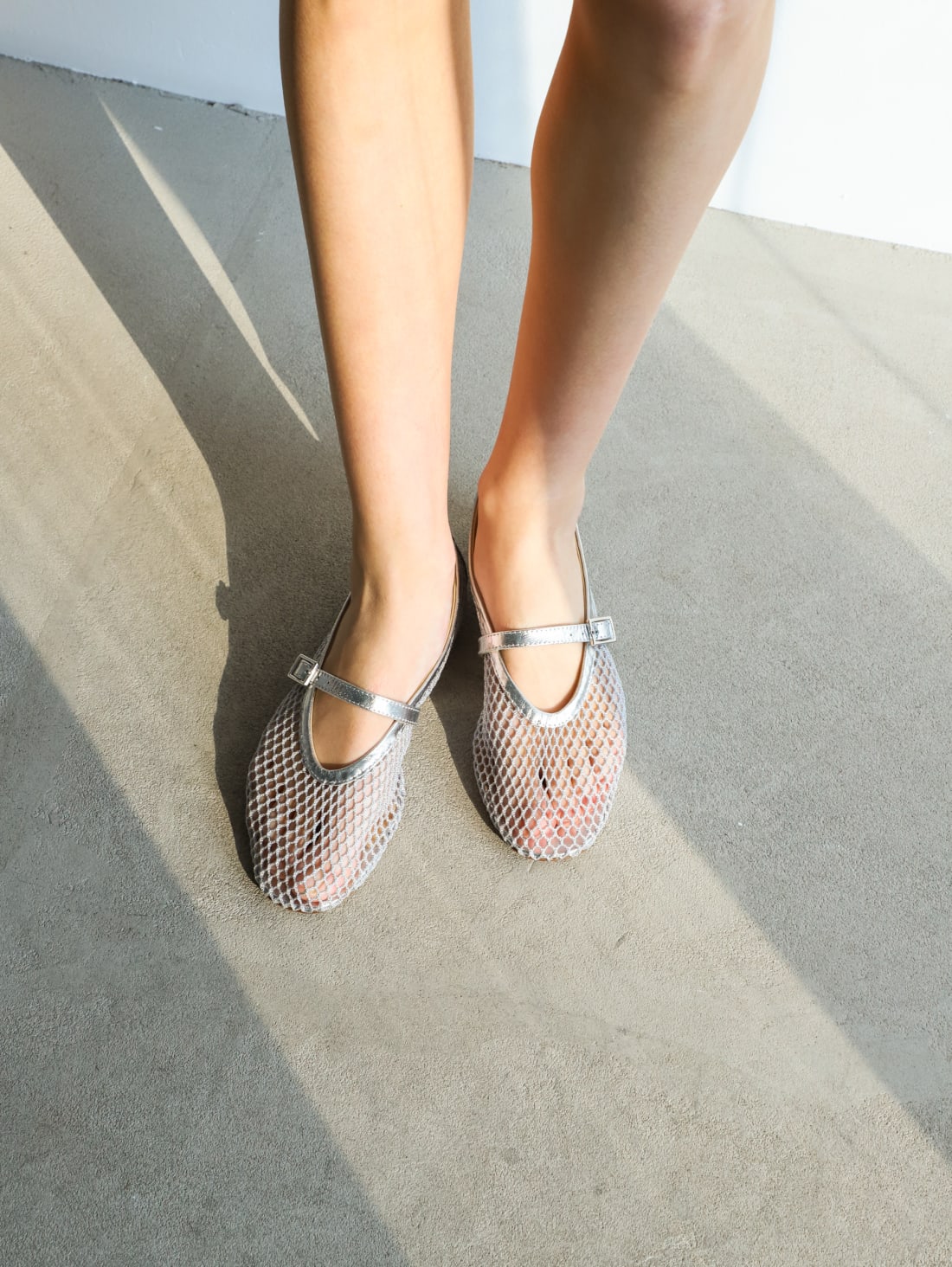 Серебристые балетки из текстильной сетки - Image 5 of 5