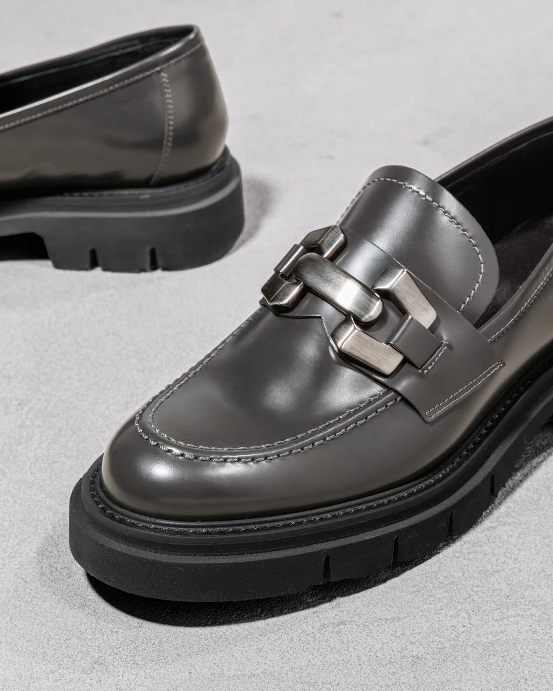 Серые кожаные мокасины - Image 4 of 5