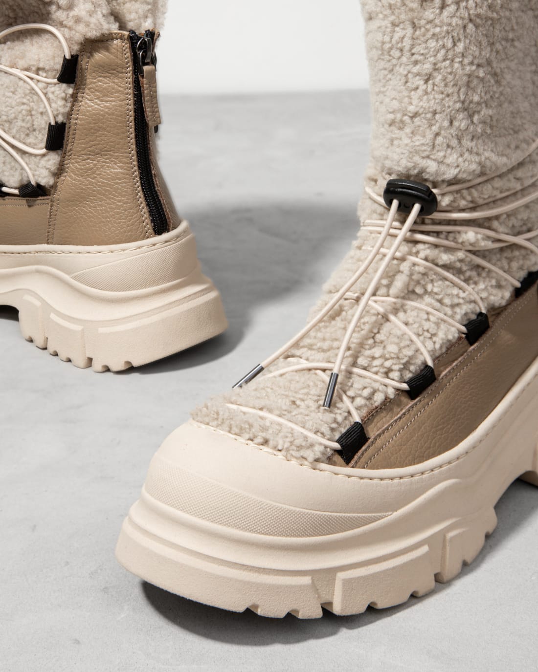 Бежевые кожаные зимние ботинки - Image 4 of 4