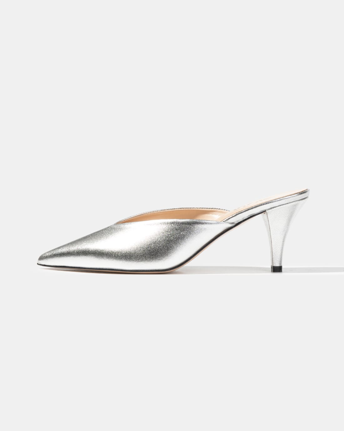 Серебристые кожаные мюли - Image 1 of 4