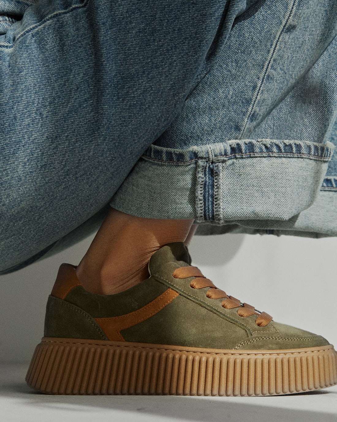 Оливковые замшевые кроссовки - Image 5 of 5