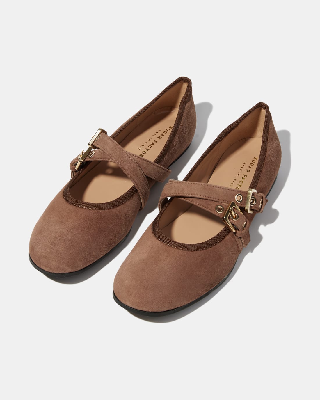 Бежевые замшевые туфли с двойным ремешком