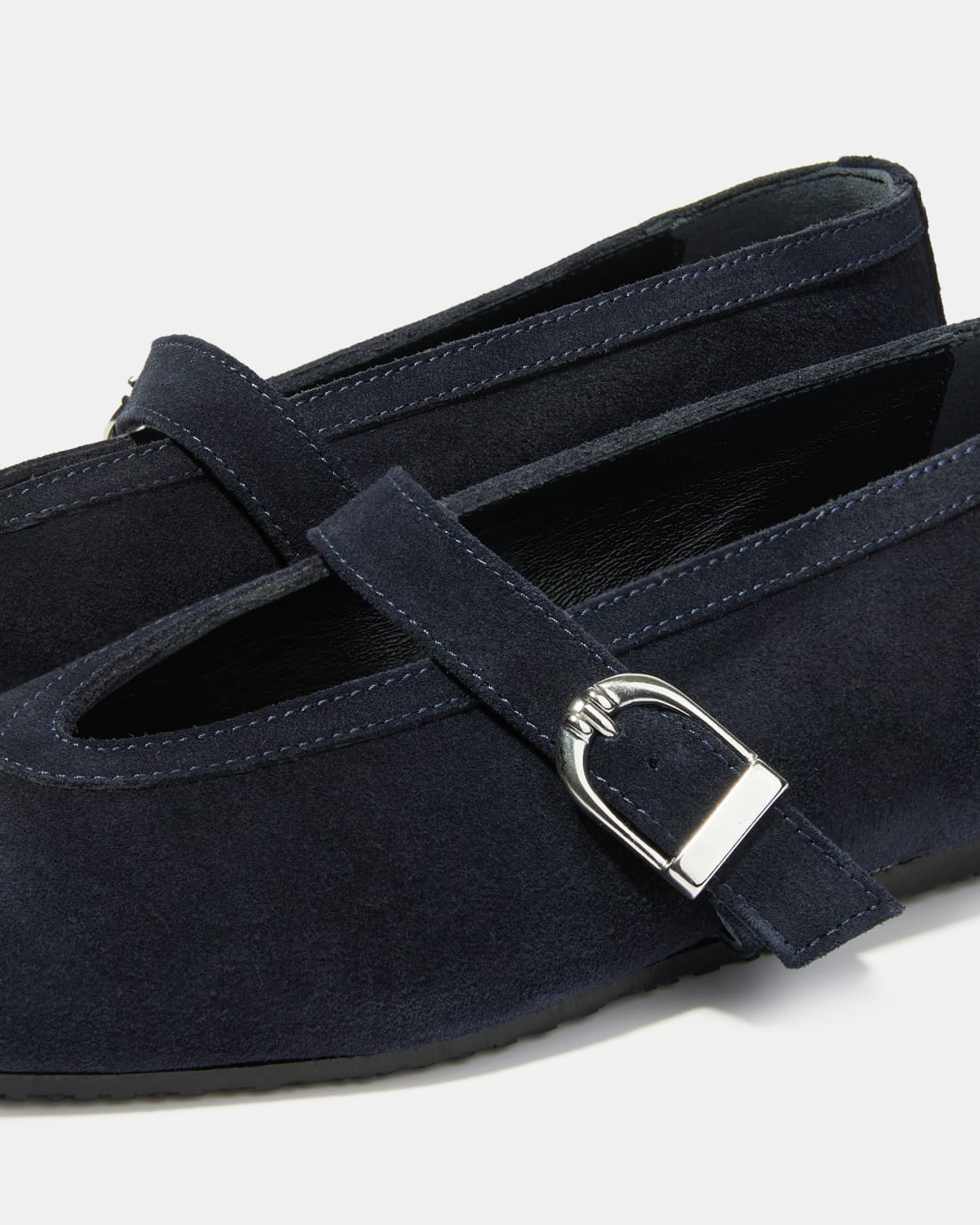 Замшевые темно-синие балетки