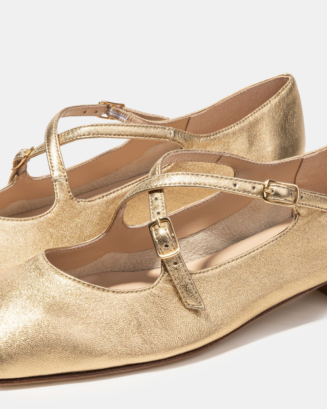 Золотистые кожаные туфли с ремешками - Image 4 of 4