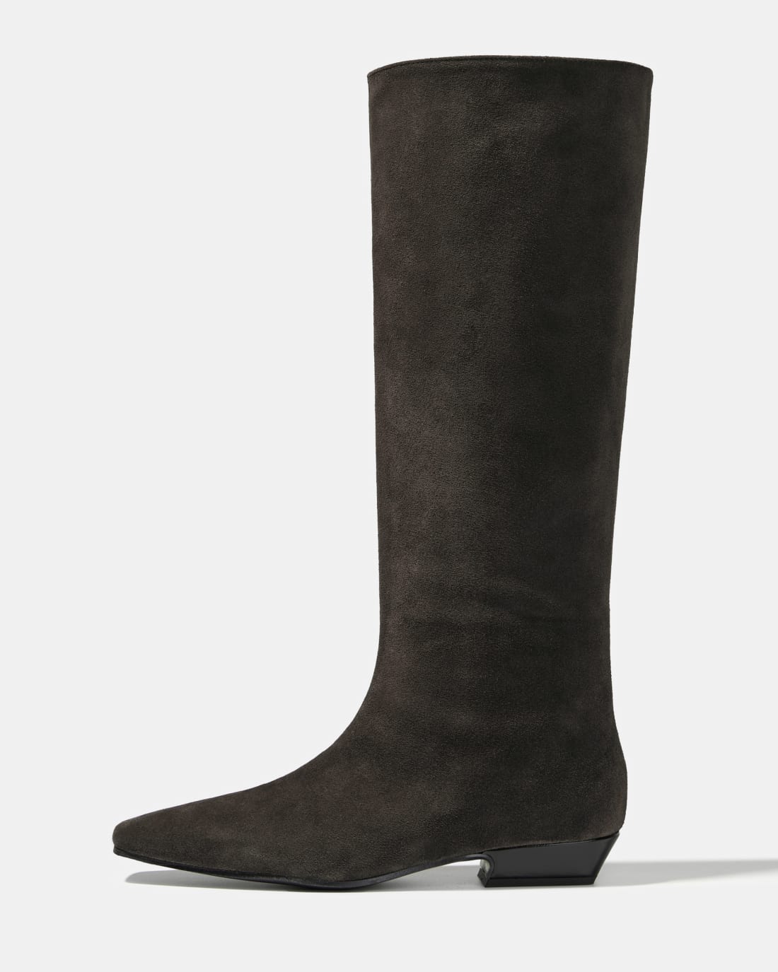 Темно-коричневые замшевые сапоги