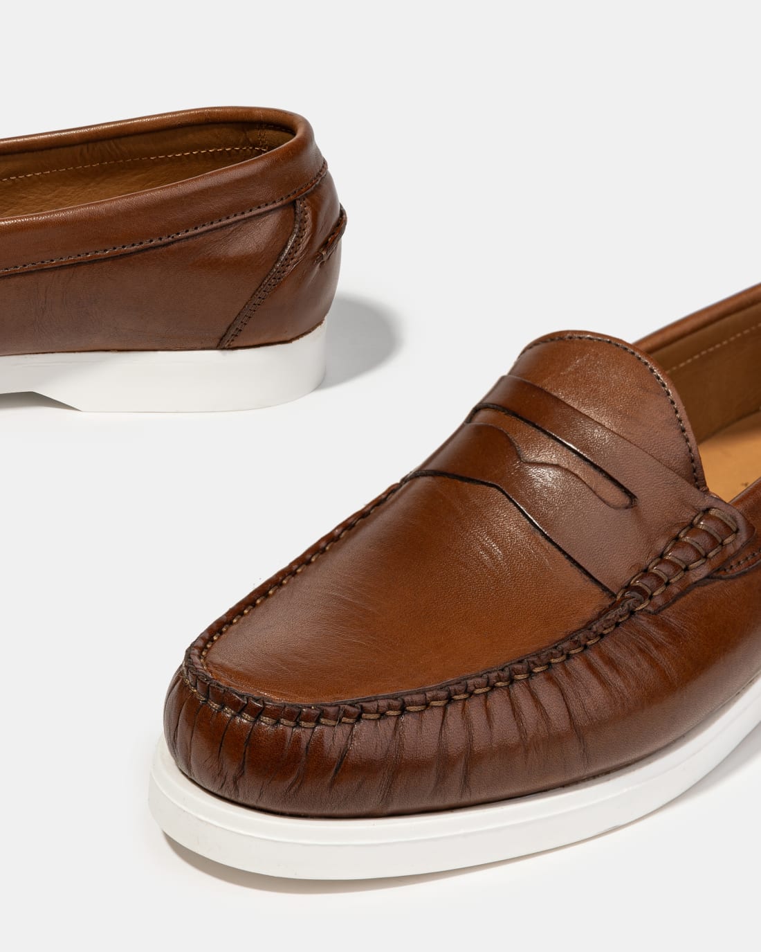 Коричневые кожаные лоферы - Image 4 of 5