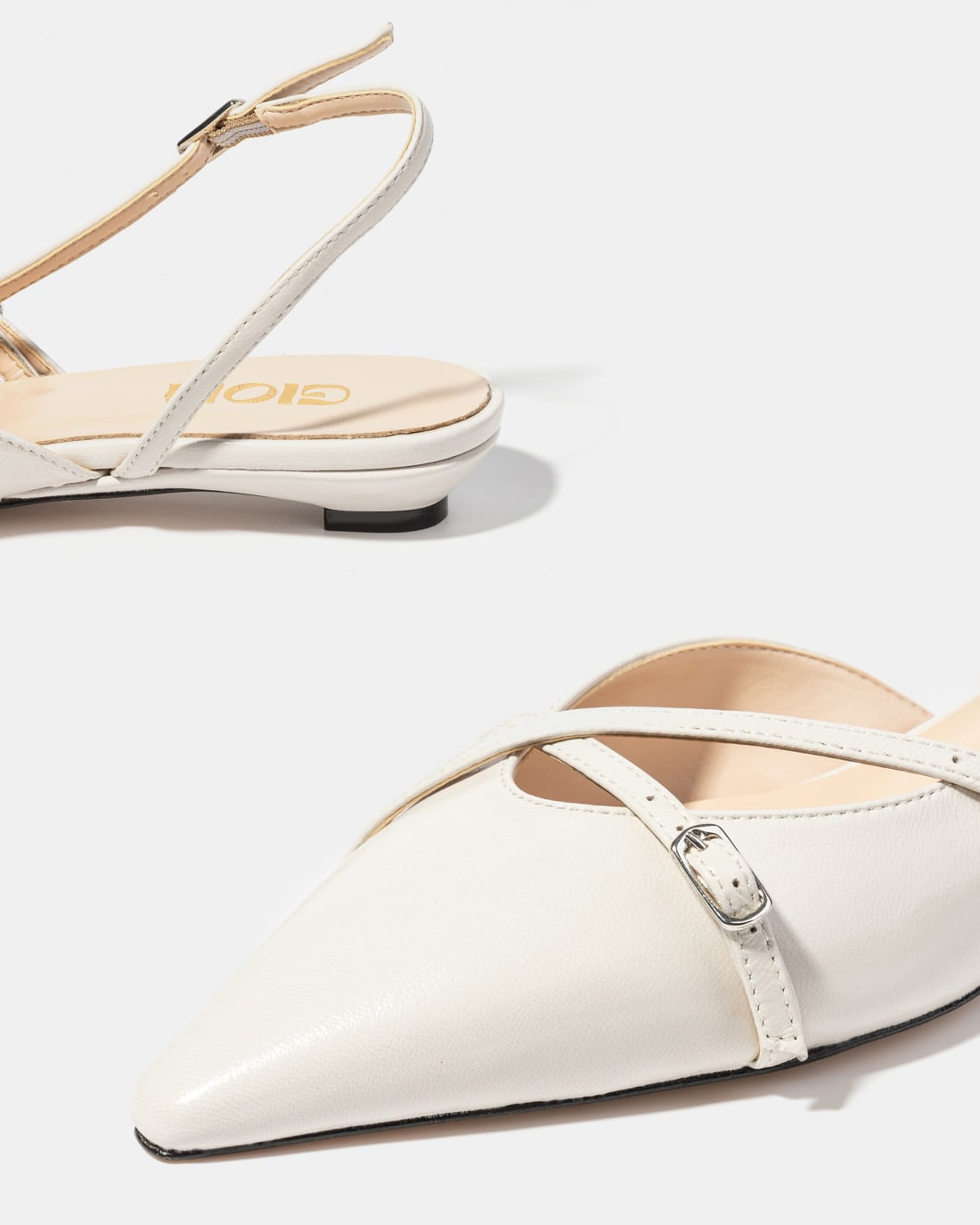 Белые кожаные туфли на низком каблуке - Image 4 of 5