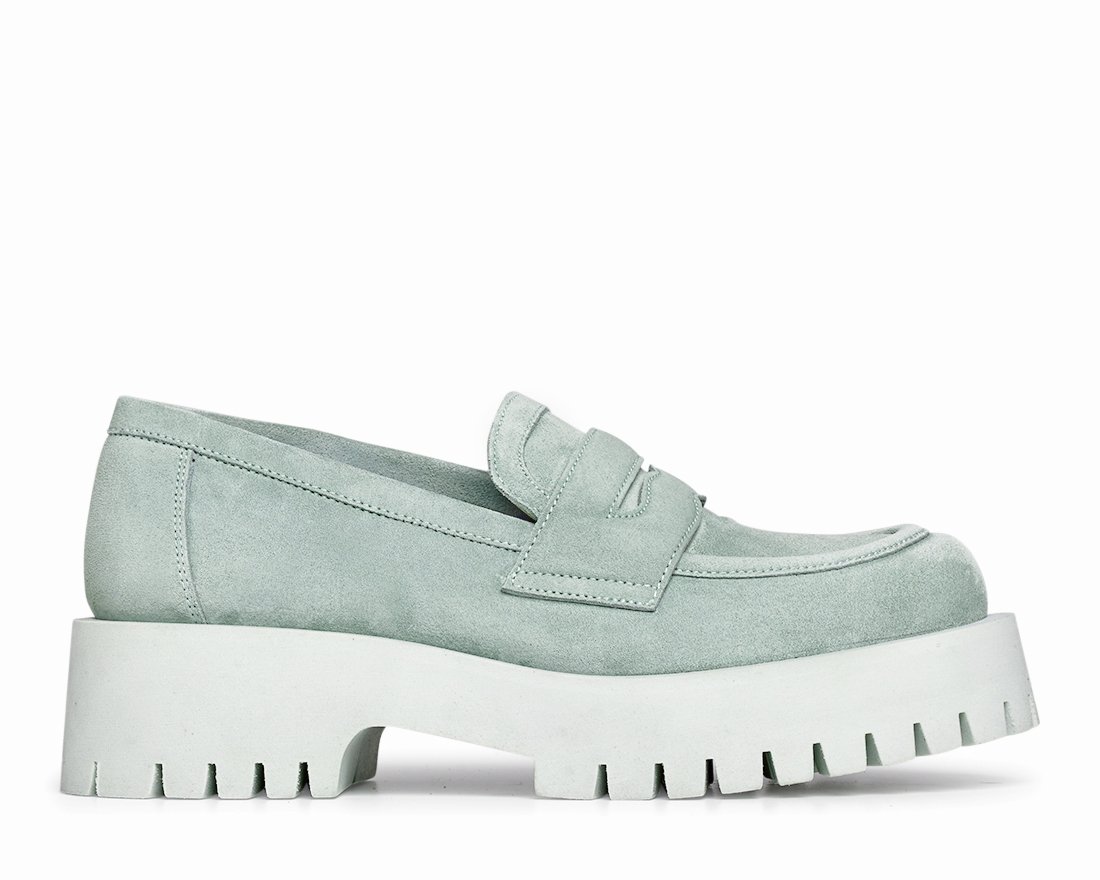 Зеленые замшевые лоферы - Main image