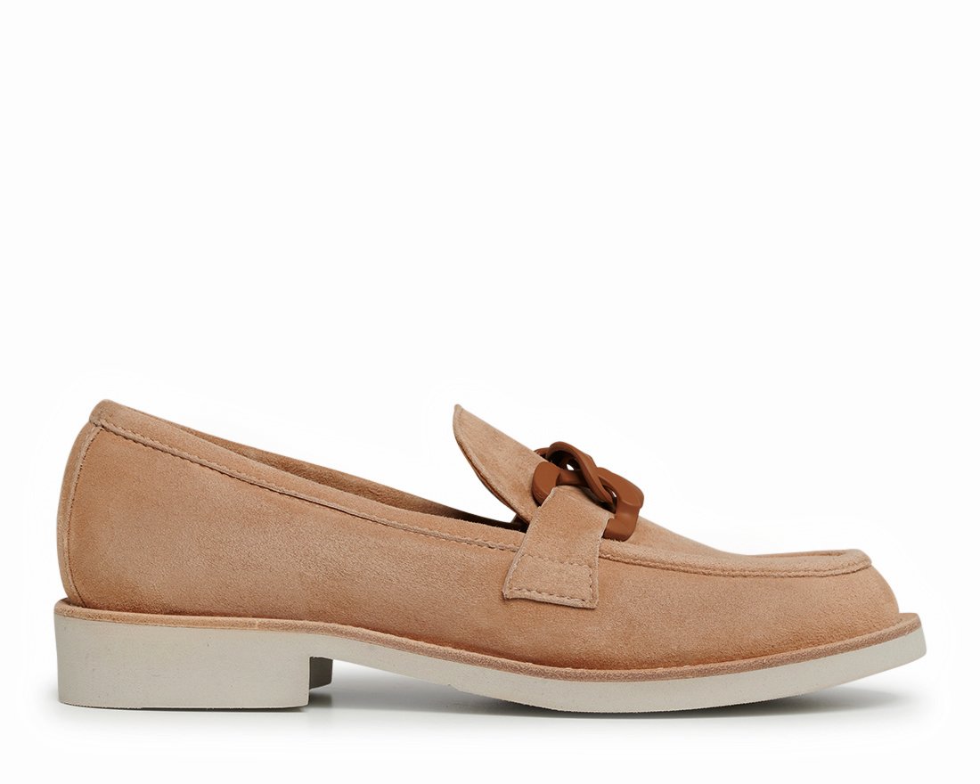 Бежевые замшевые лоферы - Main image