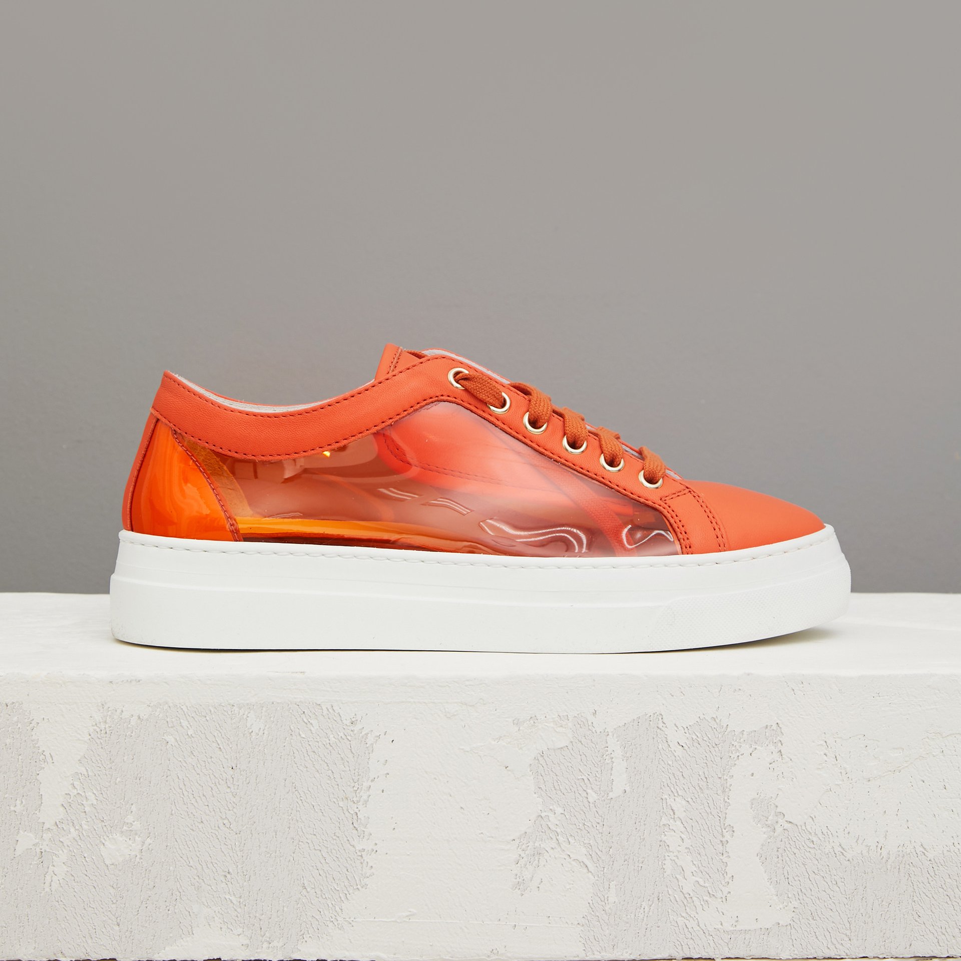 Оранжевые кожаные кеды - Main image