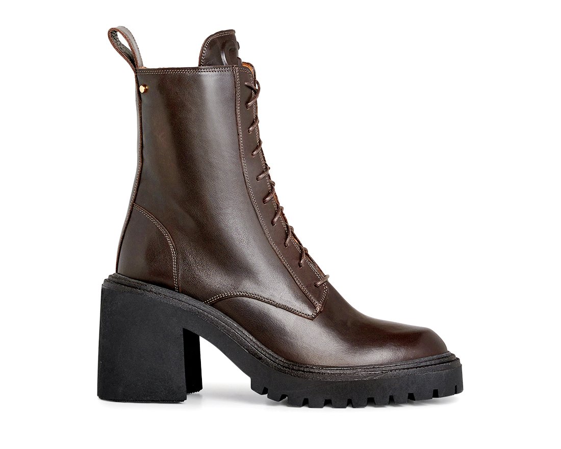 Темно-коричневые кожаные ботильоны - Main image