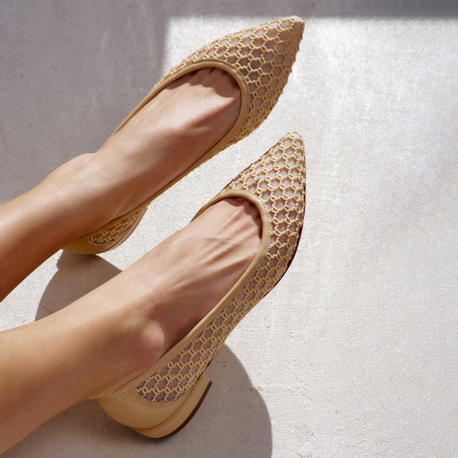 Текстильные бежевые балетки - Image 5 of 5