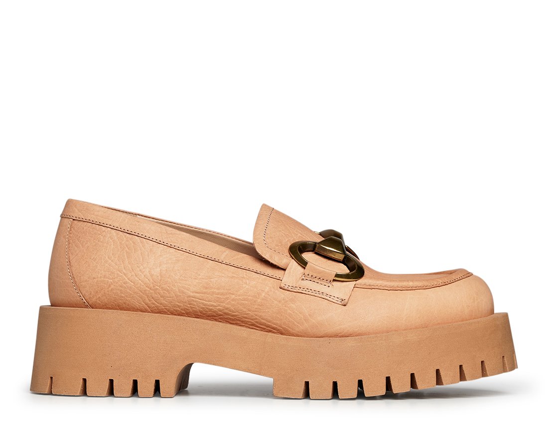Бежевые кожаные лоферы - Main image