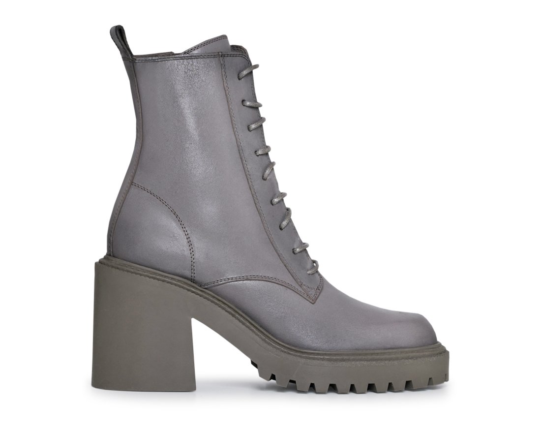 Серые кожаные ботильоны - Main image