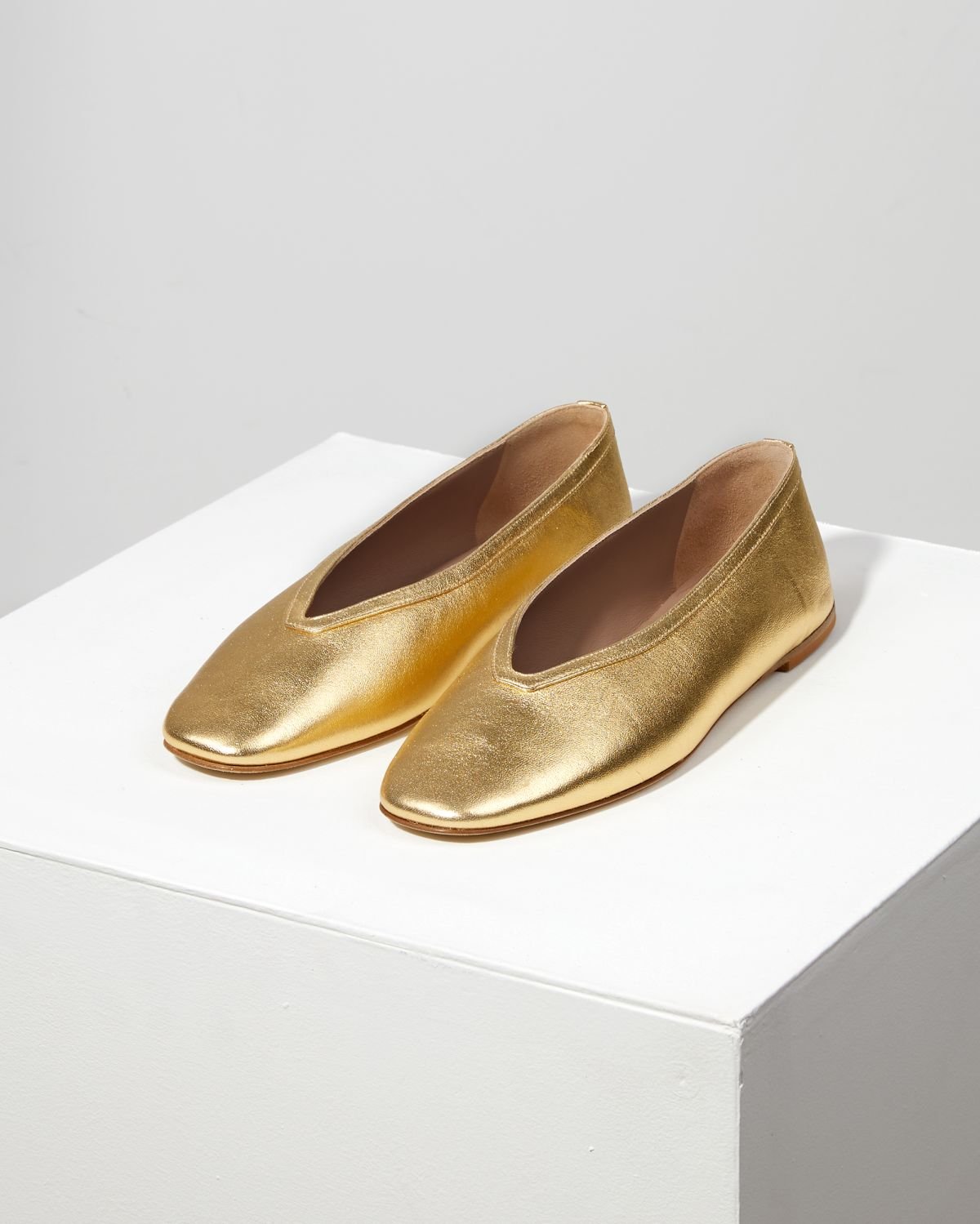Золотые кожаные балетки - Image 3 of 6