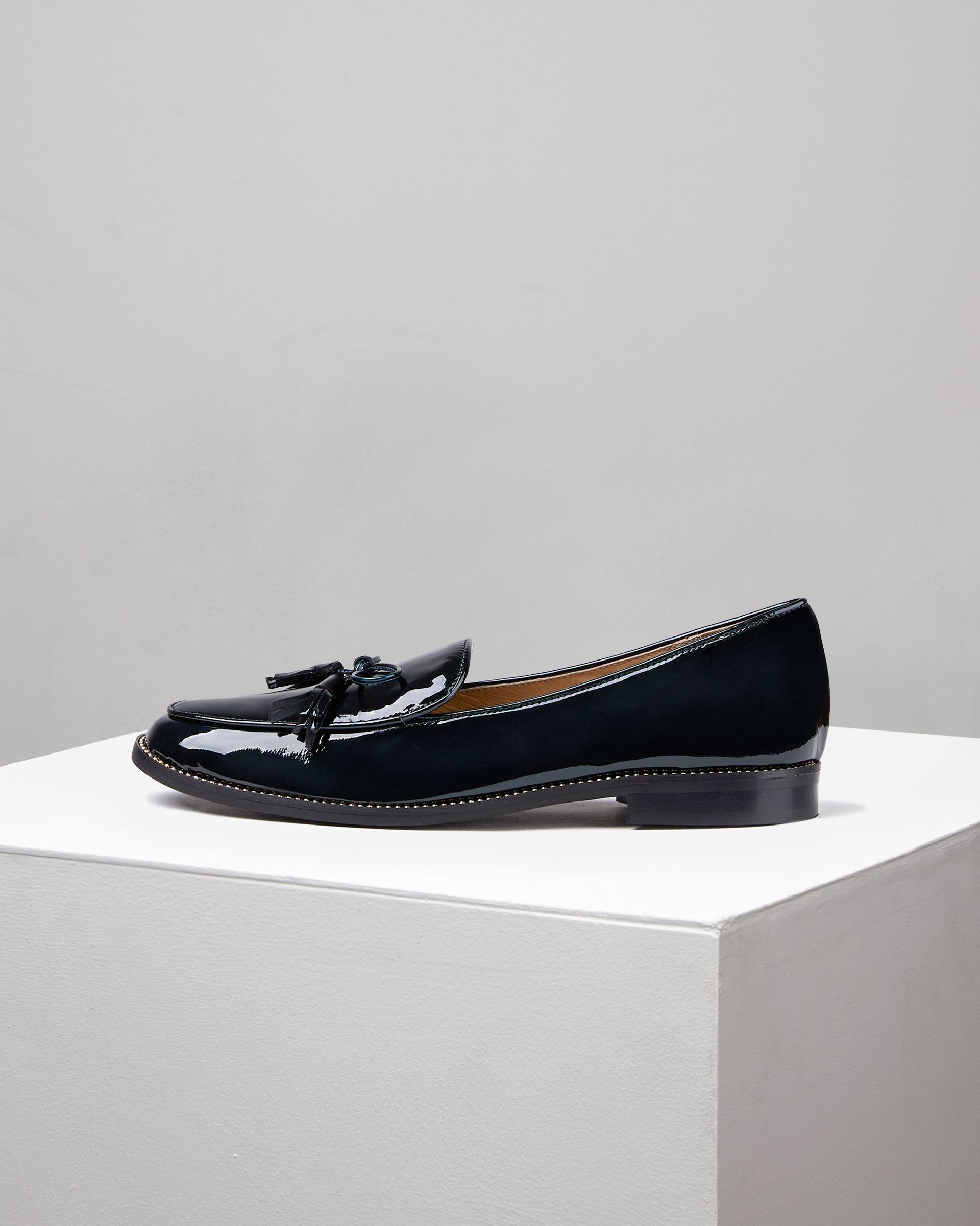 Темно-бирюзовые кожаные лоферы - Main image