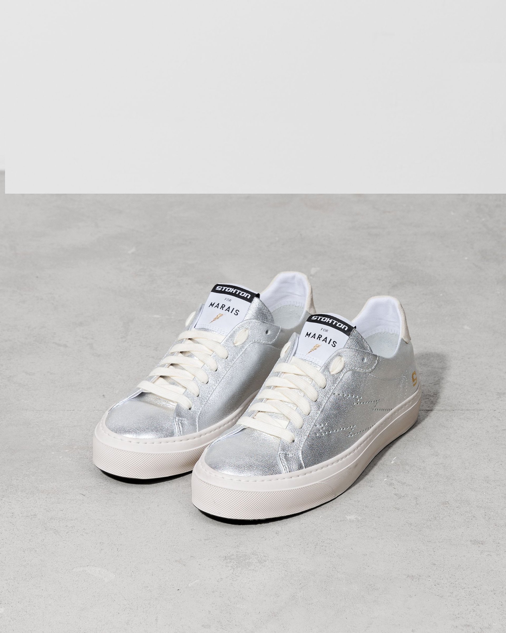 Серебряные кожаные кеды - Image 3 of 6