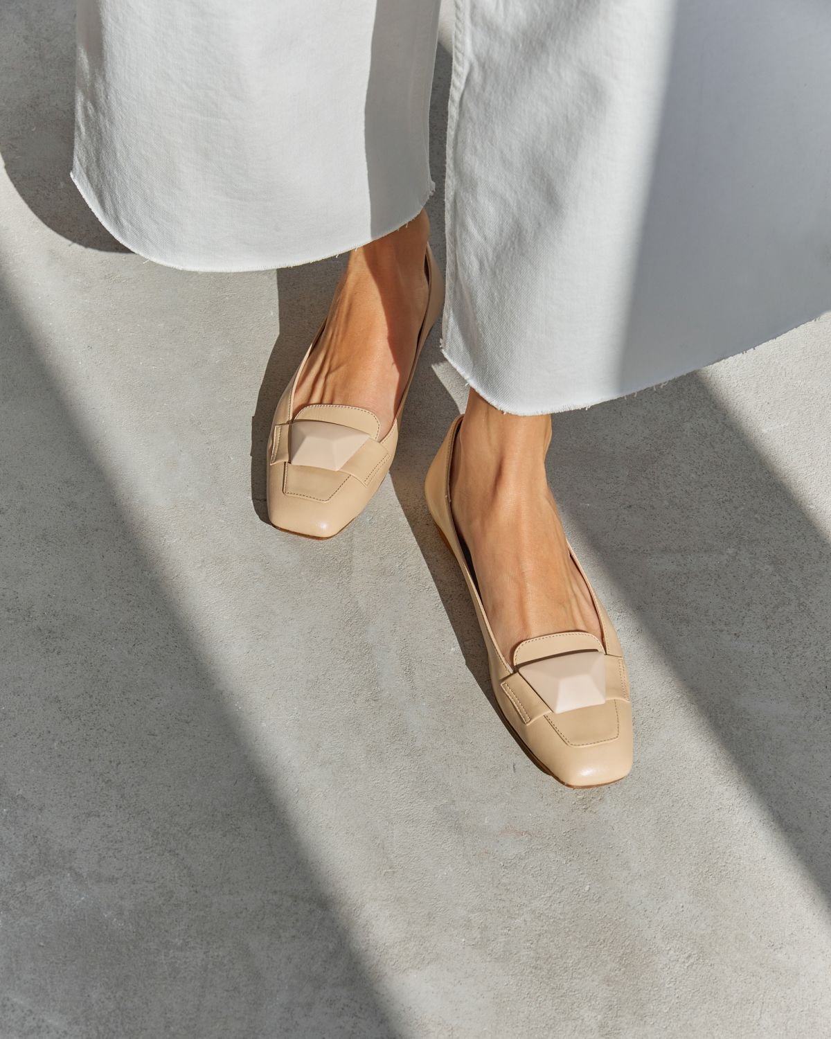 Светло-бежевые кожаные балетки - Image 5 of 6