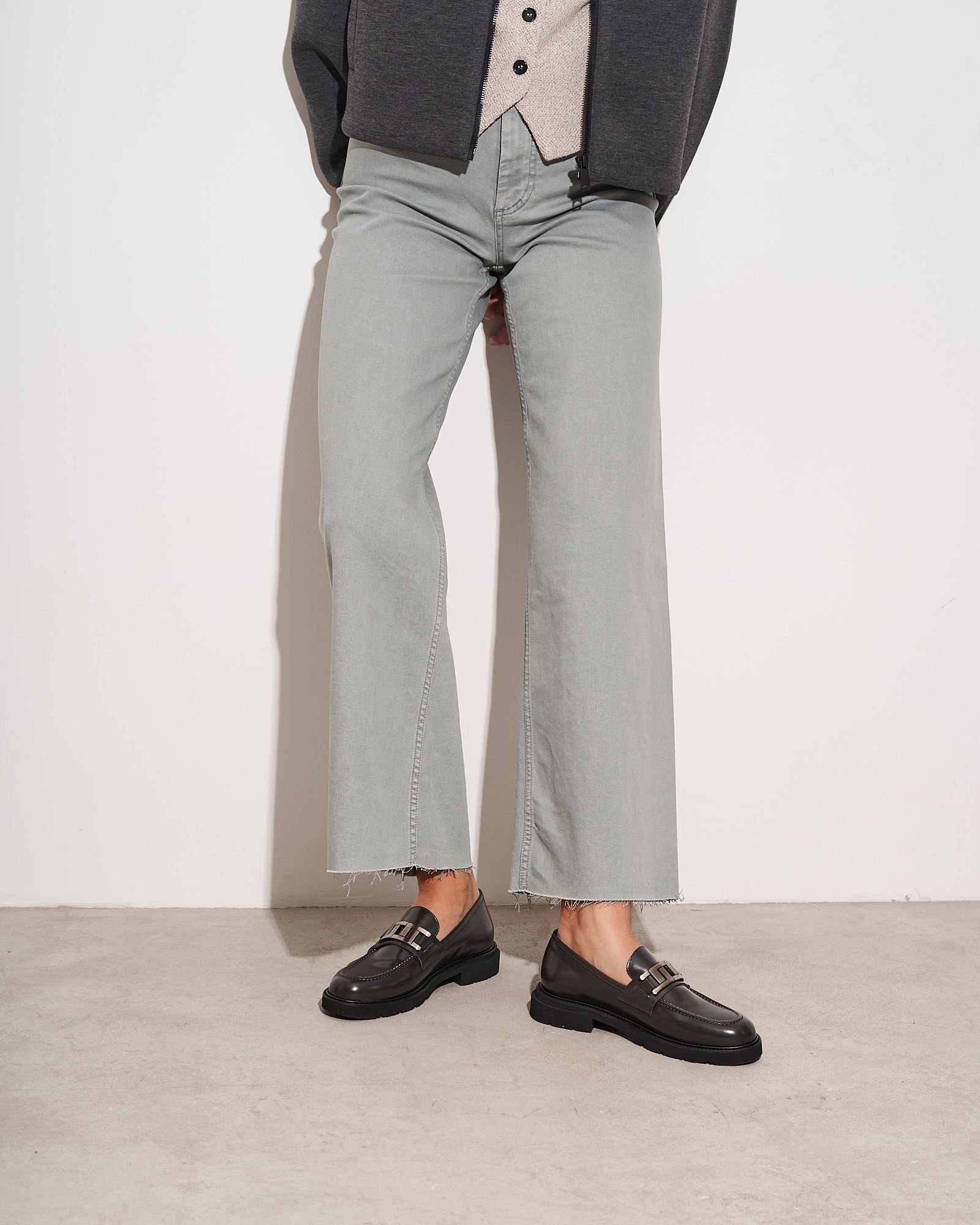 Серые кожаные лоферы - Main image