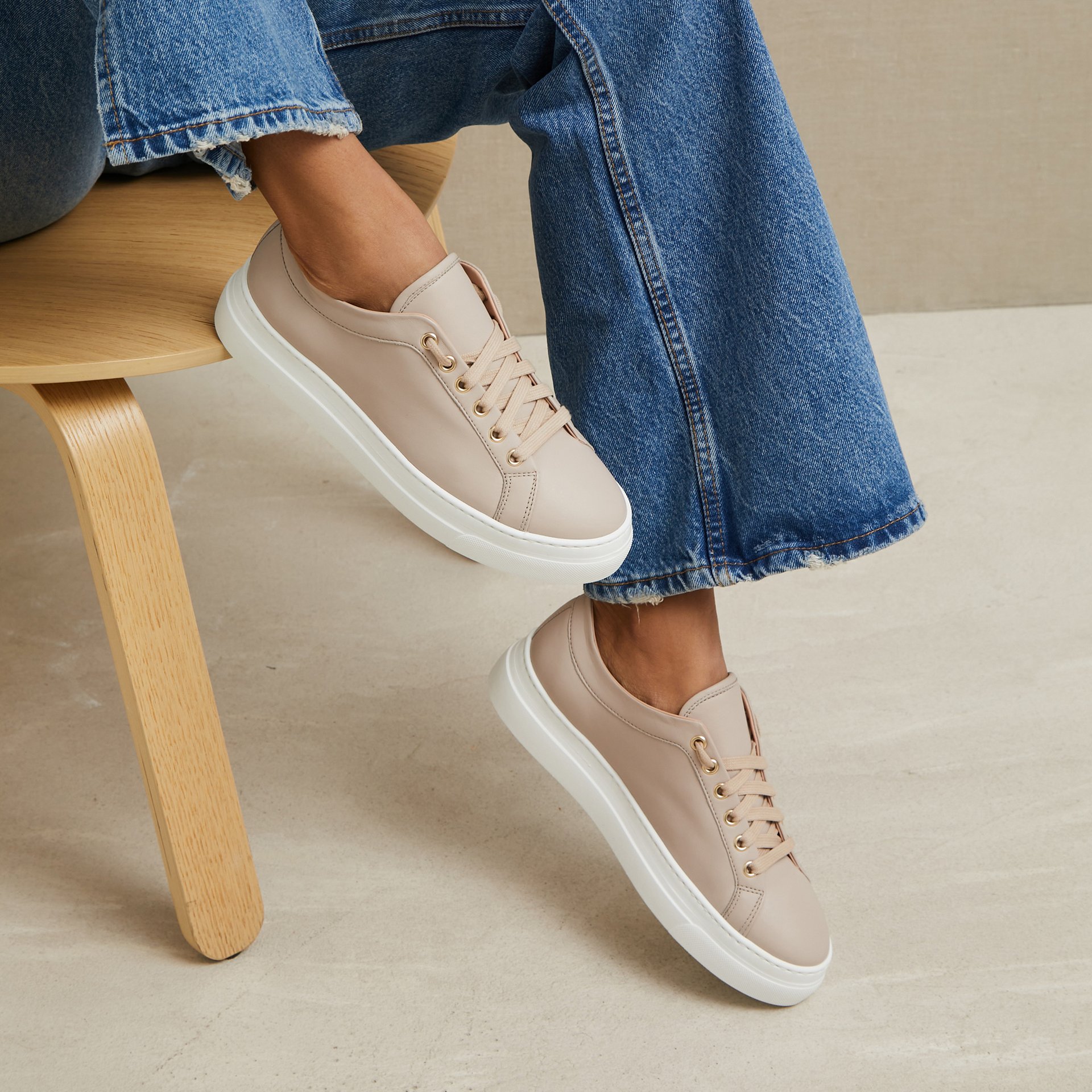 Серо-розовые кожаные кеды - Image 4 of 5